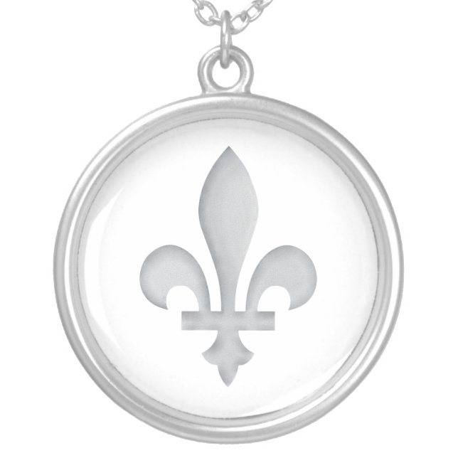 Fleur-de-lys Romantic Floral Silver Necklace (Front)