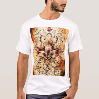Fleur-de-Lys Tattoo in Abstract Watercolor Design T-Shirt