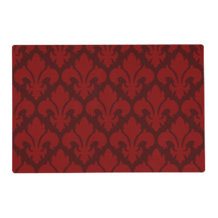 Fleur-de-lys Tiled Pattern Red Placemat