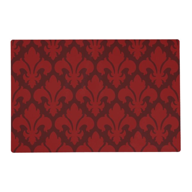 Fleur-de-lys Tiled Pattern Red Placemat (Front)