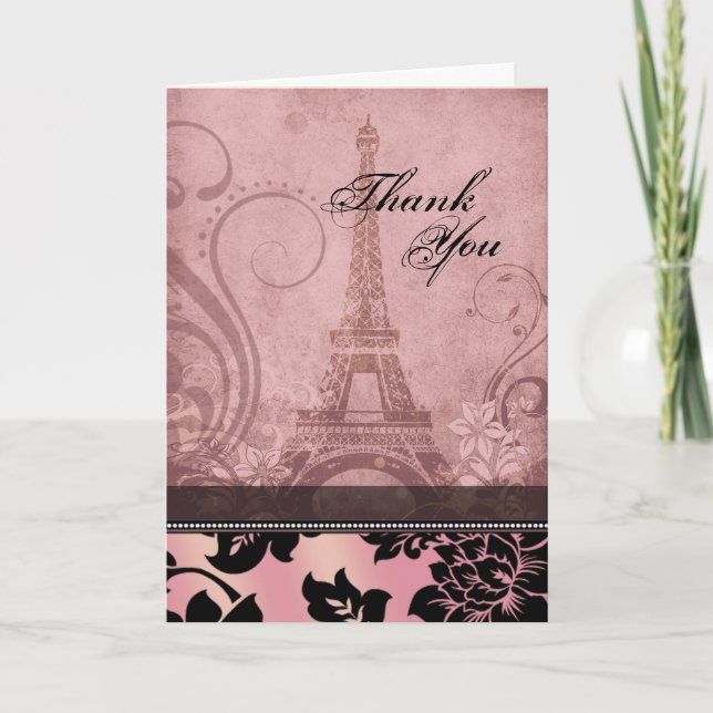 Fleur de Paris Eiffel Tower | pink Thank You Card (Front)