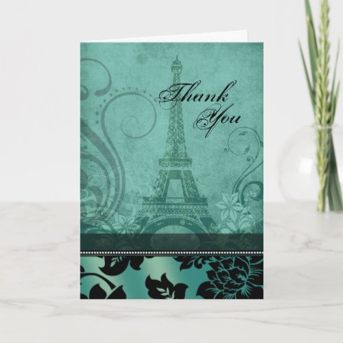 Fleur de Paris Eiffel Tower  teal Thank You