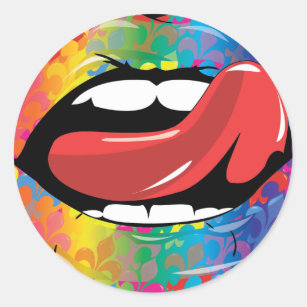 Fleur De Rainbow Licking Lips Classic Round Sticker