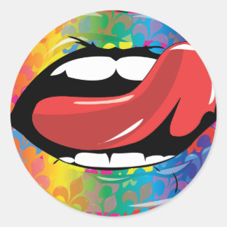 Fleur De Rainbow Licking Lips Classic Round Sticker