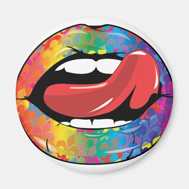 Fleur De Rainbow Licking Lips Magnet (Front)