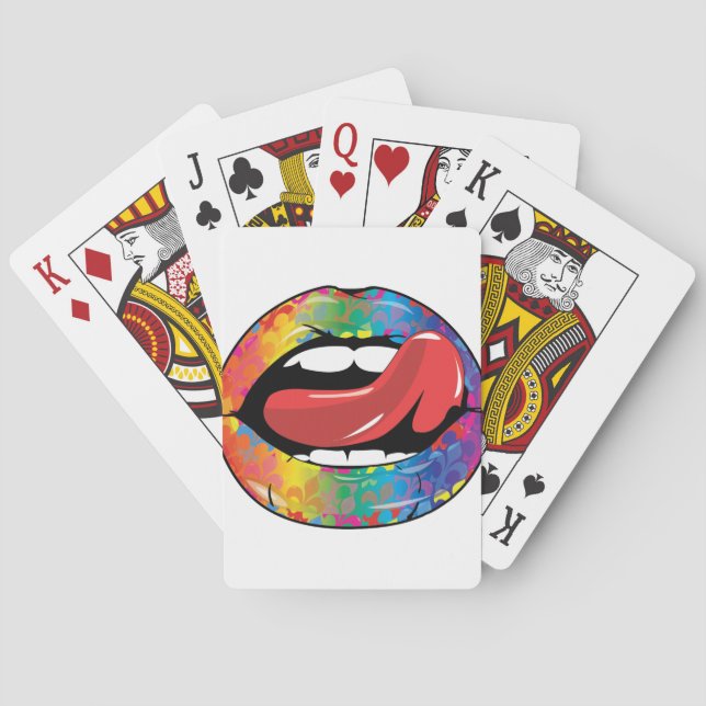 Fleur De Rainbow Licking Lips Poker Cards (Back)
