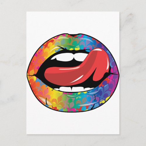 Fleur De Rainbow Licking Lips Postcard