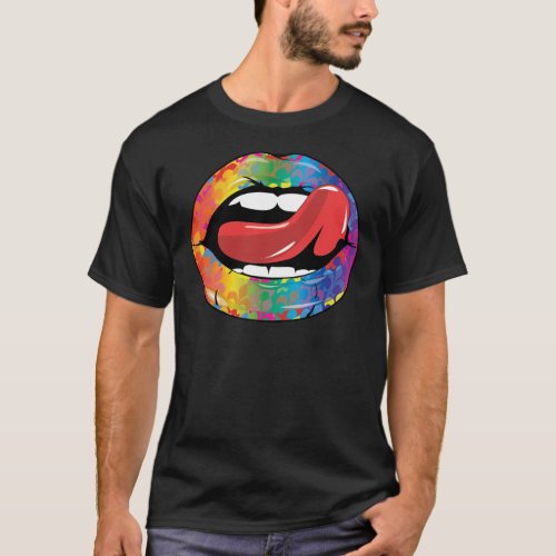 Fleur De Rainbow Licking Lips T_Shirt