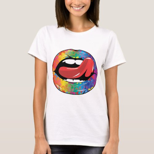 Fleur De Rainbow Licking Lips T_Shirt