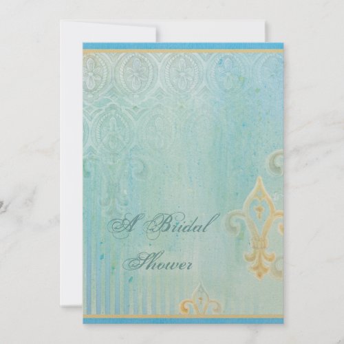 Fleur di Lys Damask 2 Blue - Wedding Invitation
