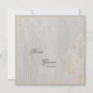 Fleur di Lys Damask 2 Grey Wedding Invitation