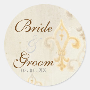 Fleur di Lys Damask 2  - Wedding Seal or Sticker