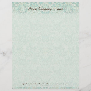Fleur di Lys Damask Aqua Stationery