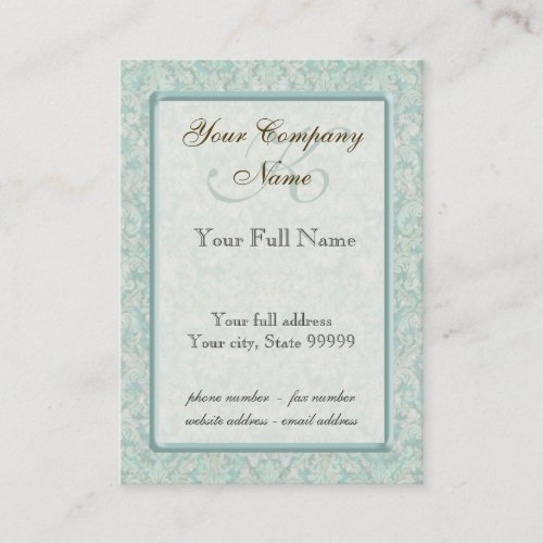 Fleur di Lys Damask Blue &amp; Brown  Business Cards