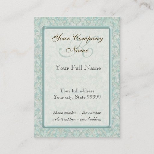 Customizable Fleur di Lys Damask Blue &amp; Brown  Business Cards