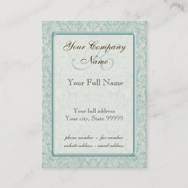 Fleur di Lys Damask Blue & Brown  Business Cards (Front)