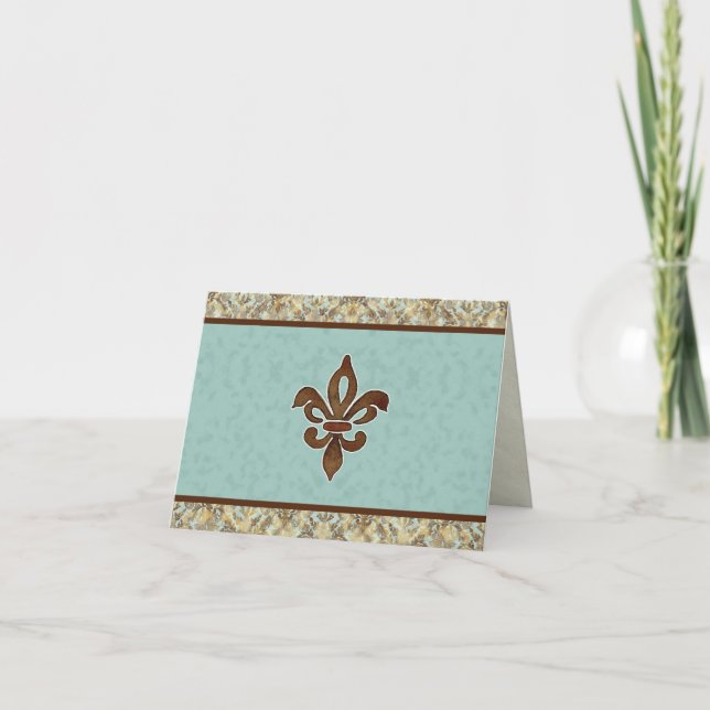 Fleur di Lys Damask Correspondence Note Cards (Front)