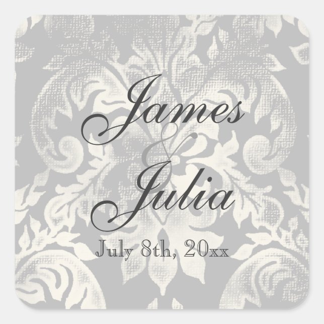 Fleur di Lys Damask - Grey Wedding Seal (Front)