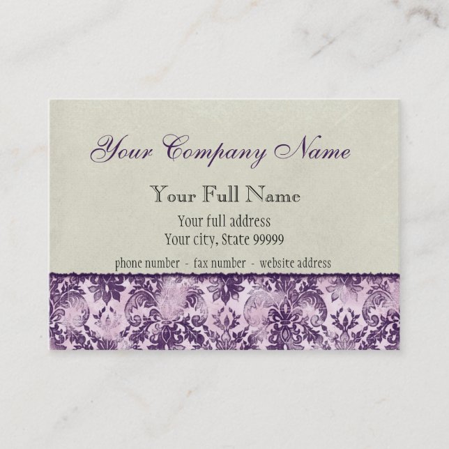 Fleur di Lys Damask Lilac Business Cards (Front)