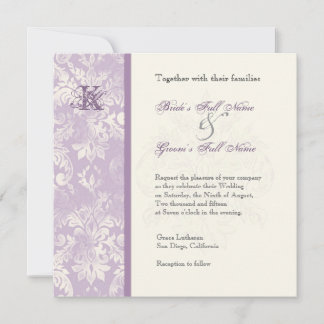 Fleur di Lys Damask - Lilac Wedding Invitation