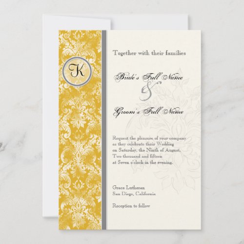 Fleur di Lys Damask _ Mustard Wedding Invitation