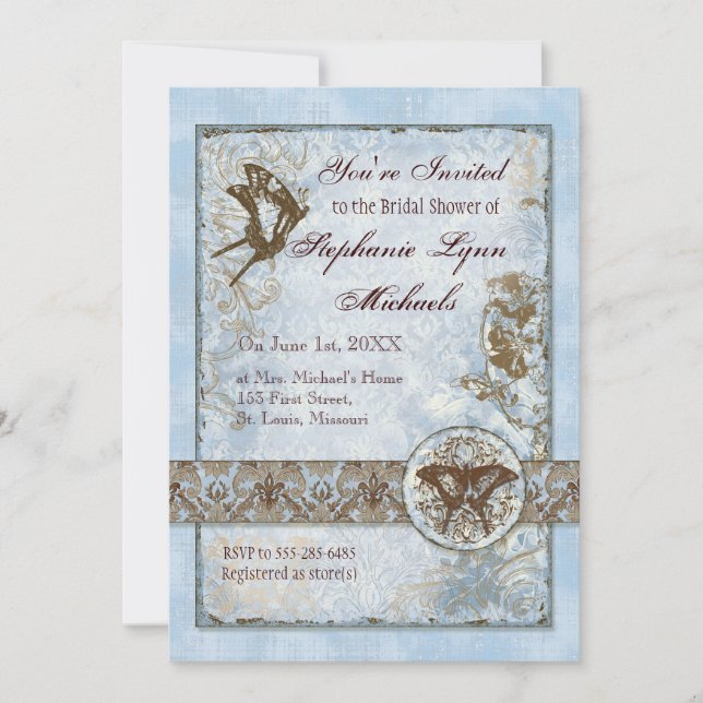Fleur di Lys Damask vs2 - Bridal Shower Invitation (Front)