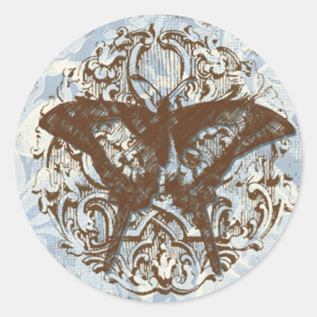 Fleur di Lys Damask vs2 - Wedding Sticker Seal (Front)