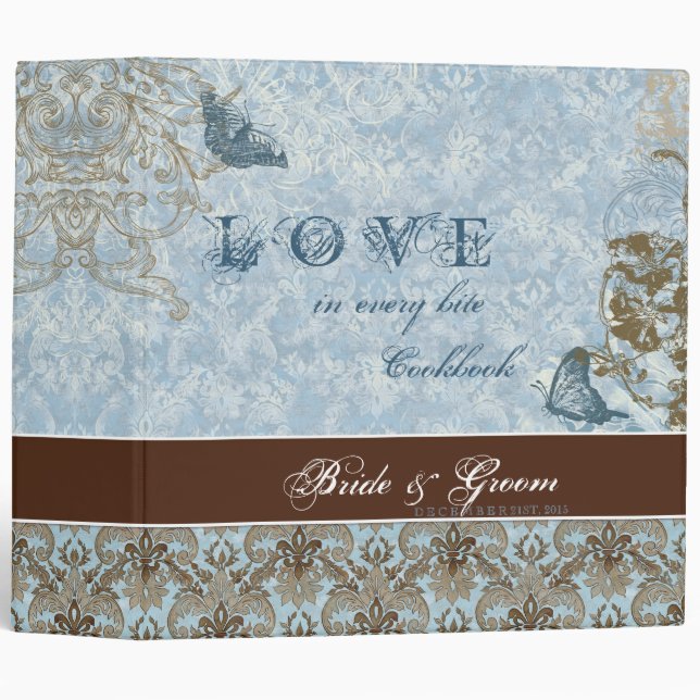 Fleur di Lys Damask - Wedding Cookbook Binder (Front/Spine)