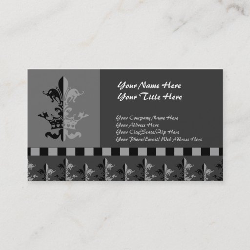 Customizable Fleur Heart Crown - Black Business Card Template