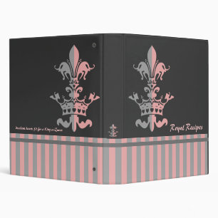 Fleur Heart Crown - Pink 3 Ring Binder