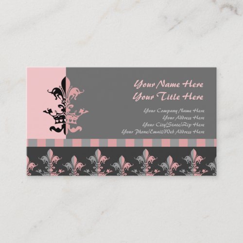 Fleur Heart Crown - Pink Business Card