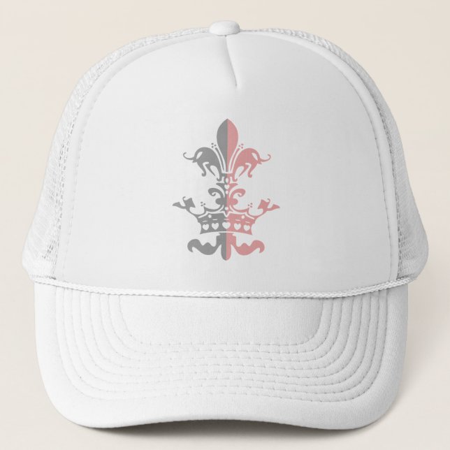 Fleur Heart Crown - Pink Trucker Hat (Front)