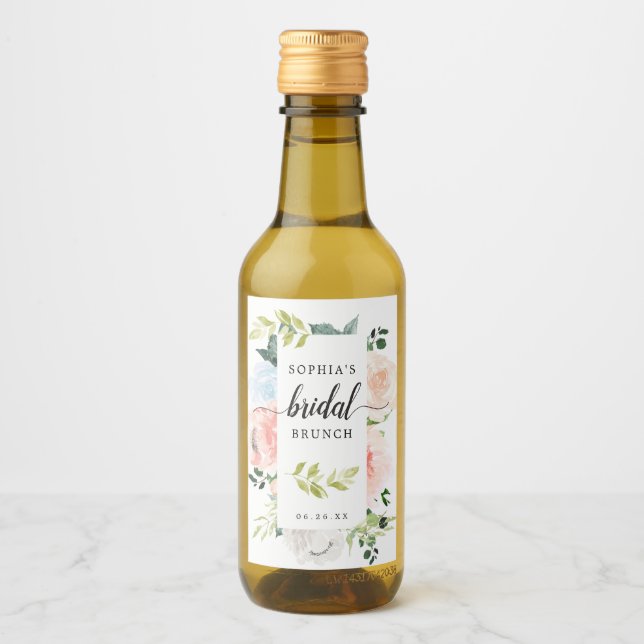 Fleur Jolie Bridal Shower Mini Wine Labels (Front)