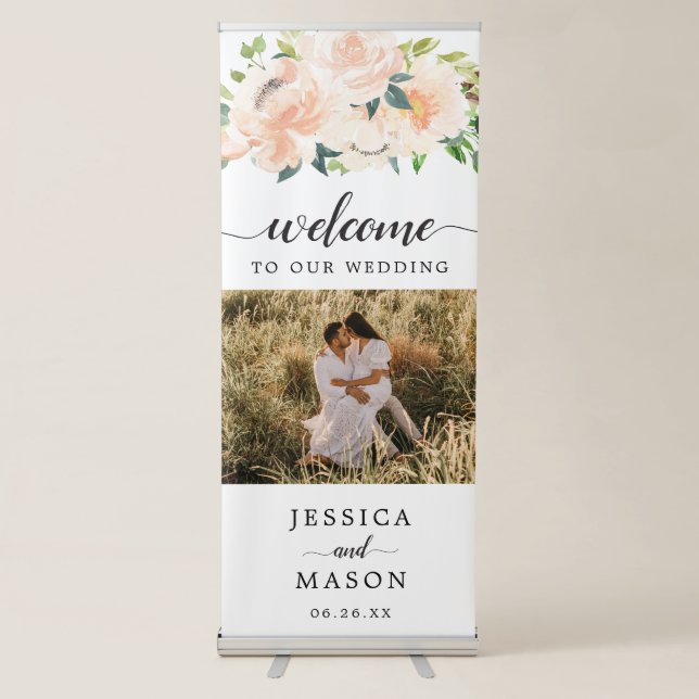 Fleur Jolie Floral Wedding Welcome Banner Stand (Front)