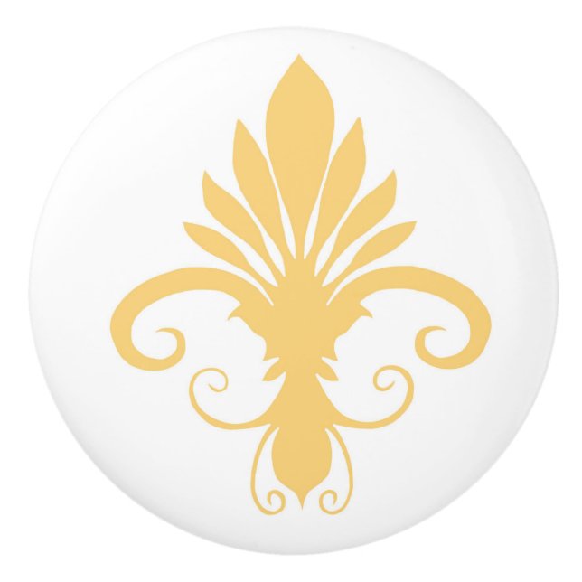Fleur Lily Gold Ceramic Knob (Front)