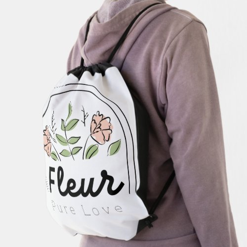 Fleur – Pure Love Floral Logo Drawstring Bag