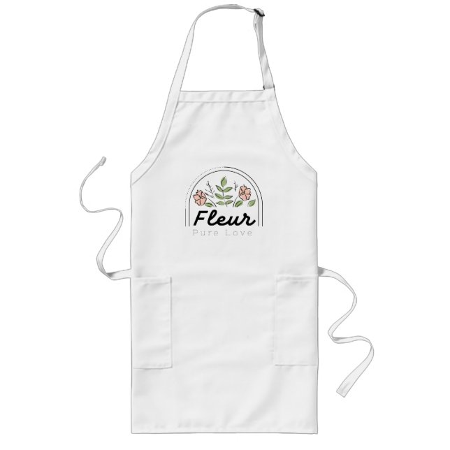 Fleur – Pure Love Floral Logo Long Apron (Front)
