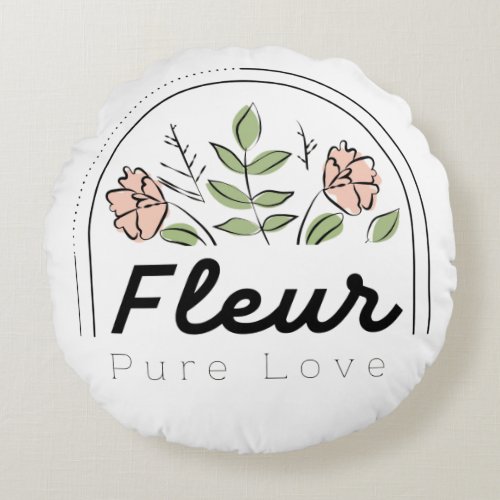 Fleur – Pure Love Floral Logo Round Pillow