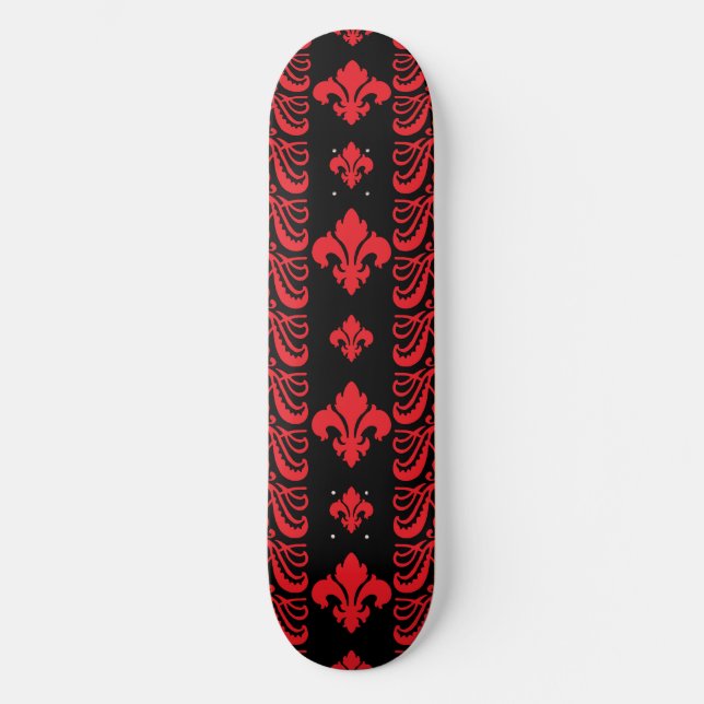Fleur Stripe 1 Red Skateboard Deck (Front)