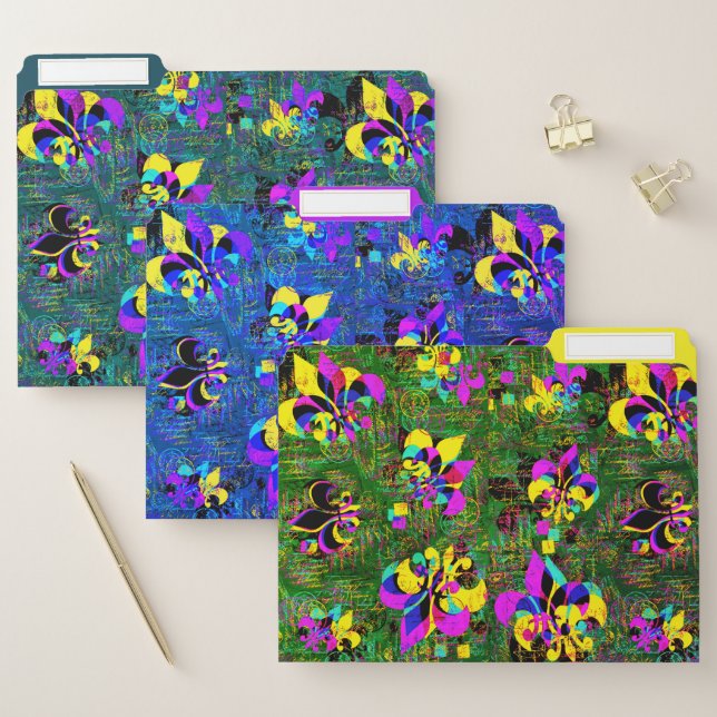 Fleurdelis collage file folder (Set)