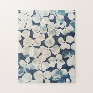 fleuri - cyanotype - fleurs d'hortensia jigsaw puzzle