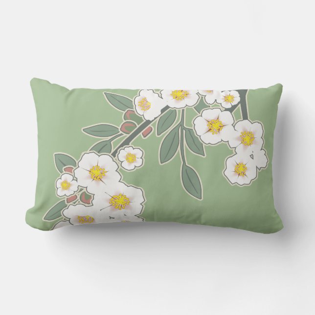 Fleurs Cerise au Printemps Lumbar Pillow (Front)
