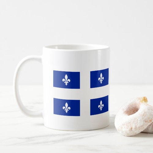 Fleurs_de_lis Blue on White Canada Quebec Flag Coffee Mug