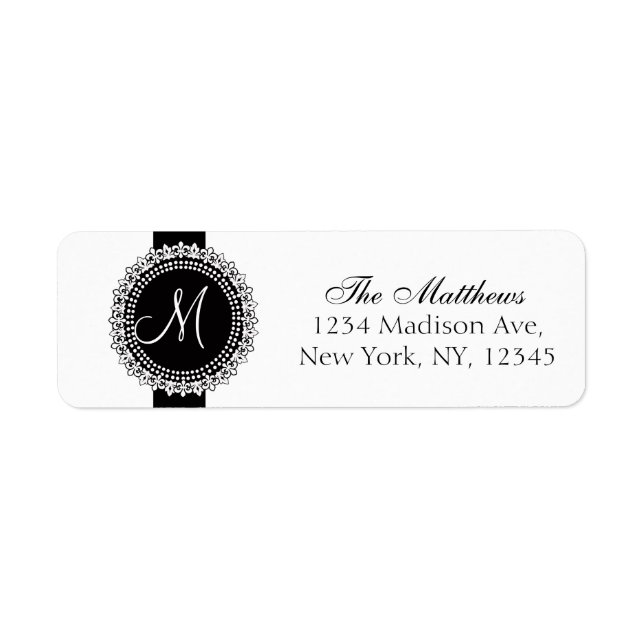 Fleurs de Lis Monogram Labels Black White (Front)