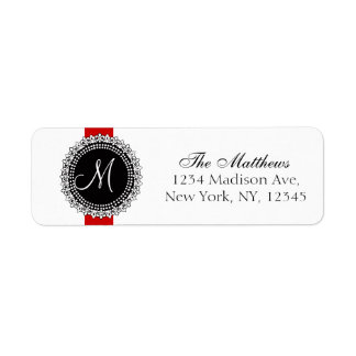 Fleurs de Lis Monogram Labels Red Black White