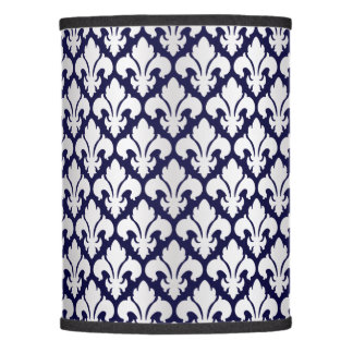 Fleurs-de-lys Silver and Blue Lamp Shade