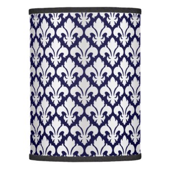 Fleurs-de-lys Silver And Blue Lamp Shade by Hakonart at Zazzle
