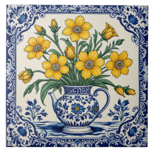 Fleurs jaunes 4 ceramic tile