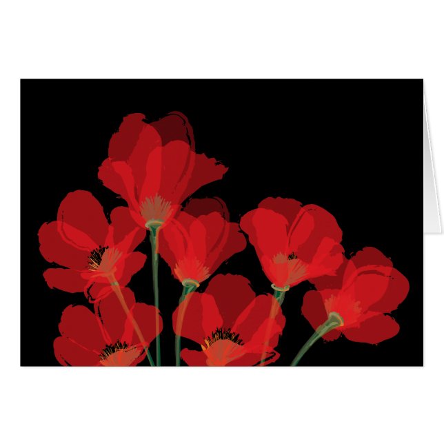 Fleurs Rouges Sur Noir Cards (Front Horizontal)