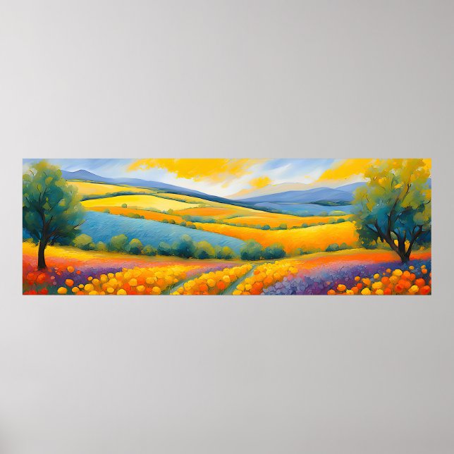 “Fleurs Tranquilles” Wide Landscape Provence Poster (Front)